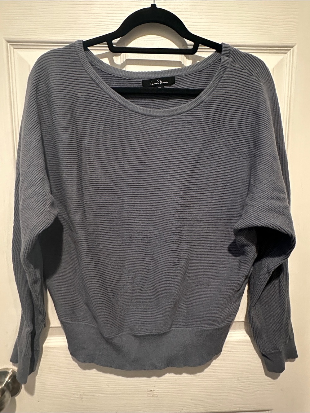 Love Tree Ribbed Sweater - Slate Blue Gray